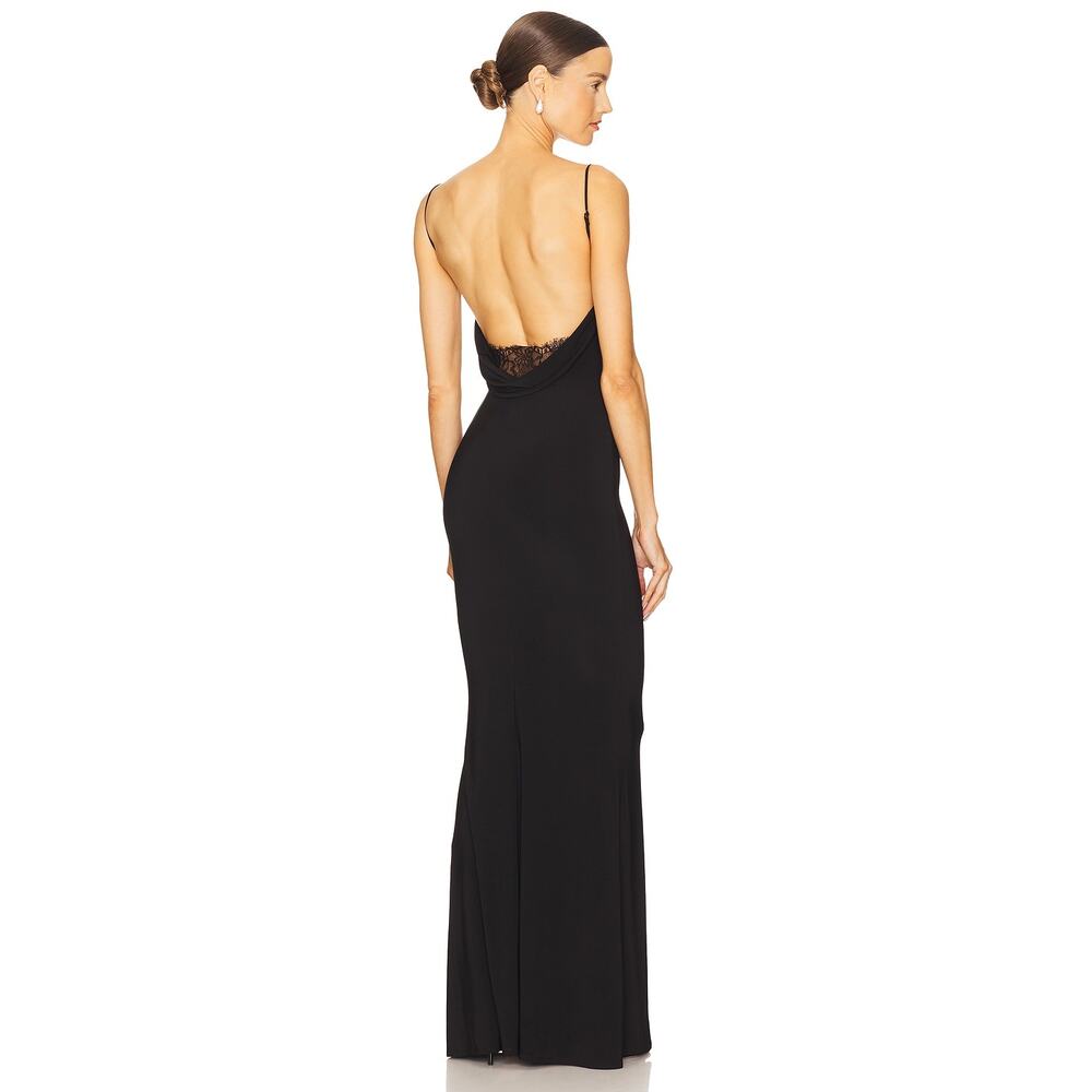 Katie May Surreal Black Elegant Gown  Formal Stretch Minimalist Lace NWT Medium